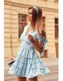 Sommerkleid mit kurzen Ärmeln, blau PR3181 - Online-Shop - Boutique